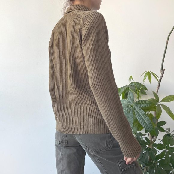 Womens Khaki and Brown Jumper